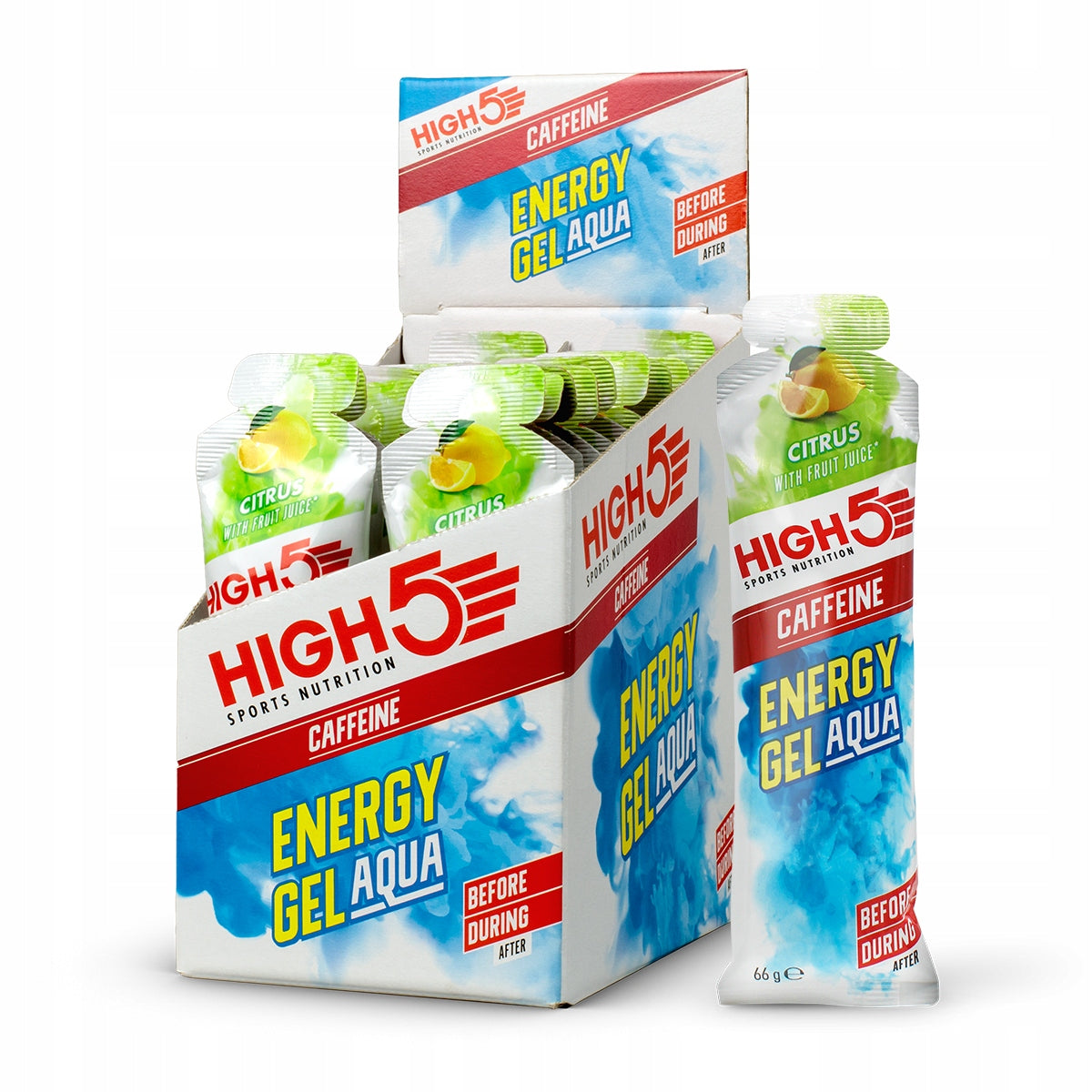 High5 energy gel with caffeine 30mg and vitamin B6 with citrus flavor 66gx20