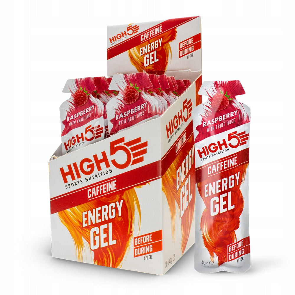 High5 energy gel with vitamin B6 and caffeine 30mg raspberry flavor 40g x 20