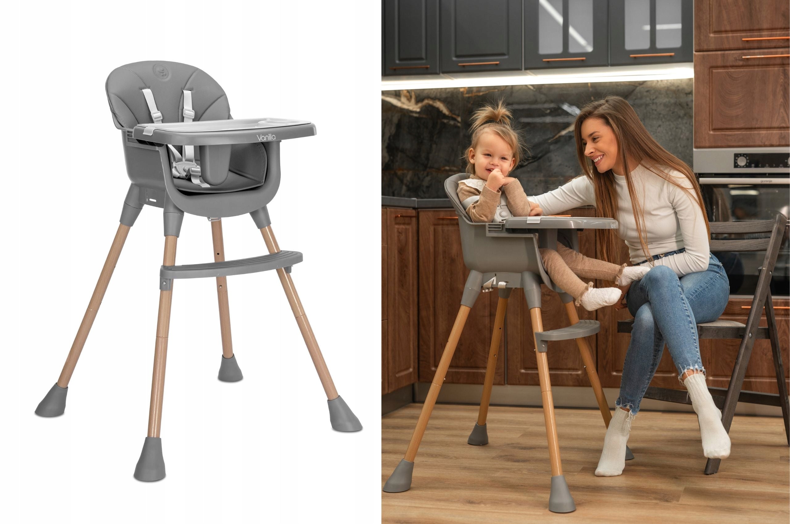 Highchair 3in1 footrest tray belts table Lorelli EAN (GTIN) 3800166117263