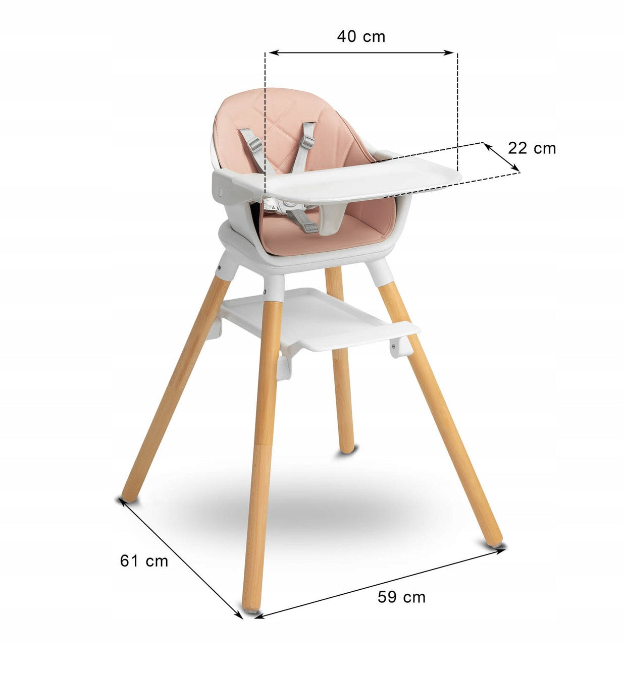 Highchair 4in1 BRAVO wooden legs PINK Packaging status original