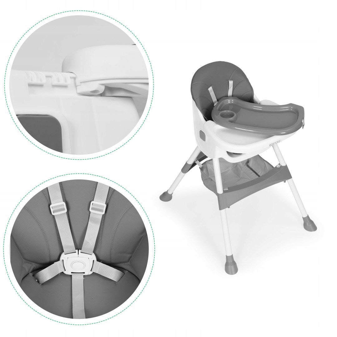 Highchair 6-36 M, Folding Seat Adjustable Tray 2in1 Grey Manufacturer code KSC-0067830
