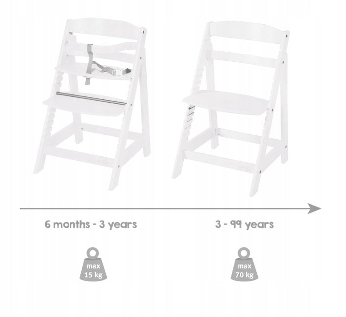 Highchair +6m Children's Wooden Adjustable White Growing Headband Belts Manufacturer code 7572TP