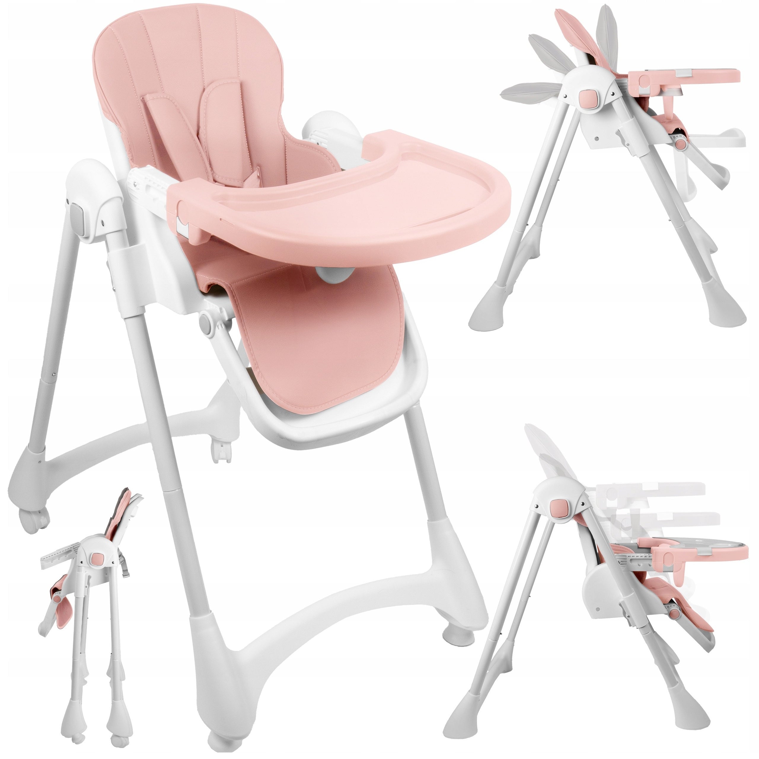 Highchair Adjustable for Feeding Folding Seat Tray Wheels for Children