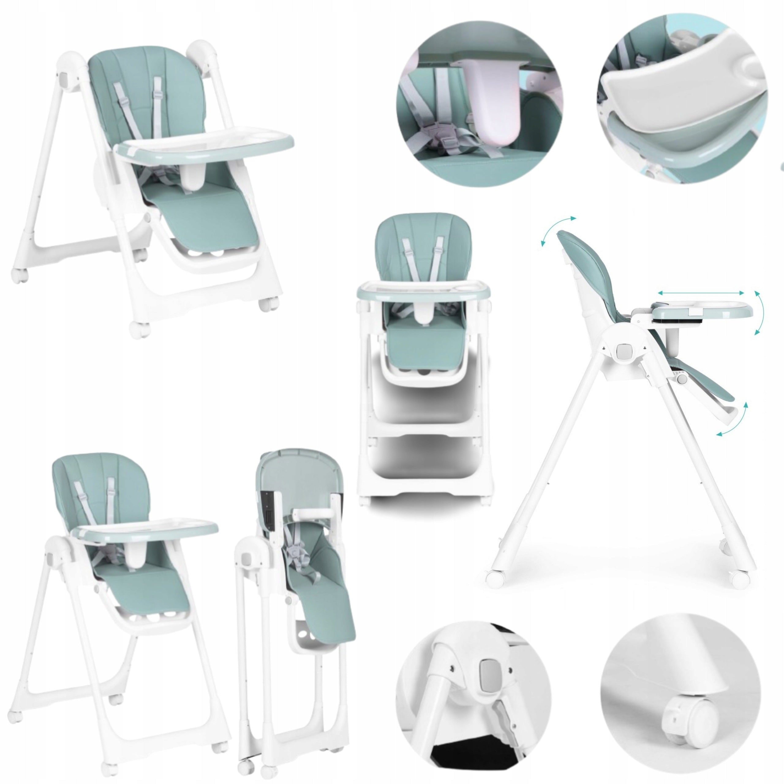Highchair Feeding Children Folding Adjustable Tray 2in1 Belts 20 Kg