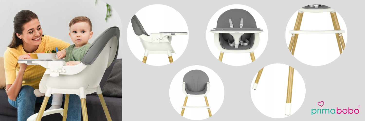 Highchair Feeding Seat 3in1 Tray Seat Footrest Straps ADJUSTABLE Packaging status original