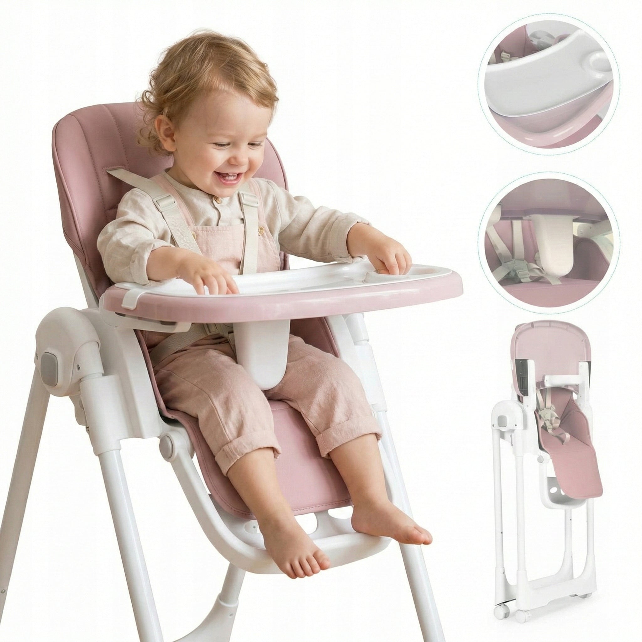 Highchair Feeding Seat Adjustable Straps Double Tray