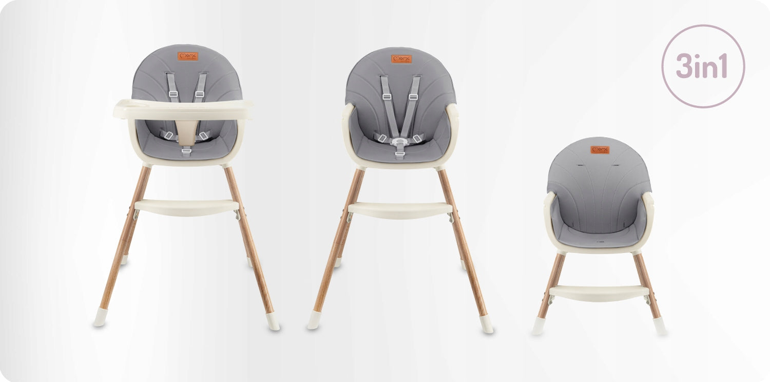Highchair MoMi REKI grey - 2in1 double tray footrest Packaging status original