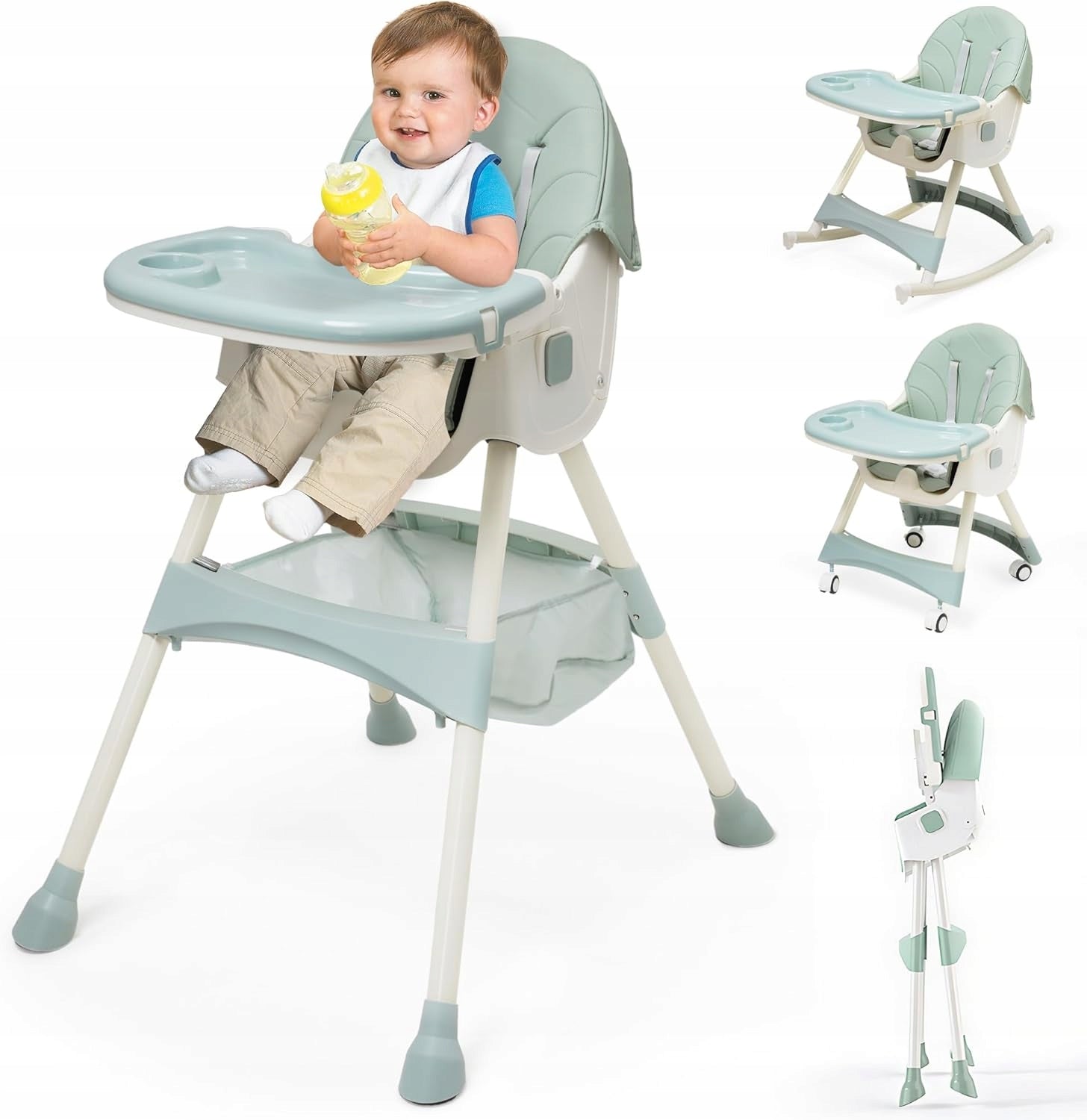 Highchair, adjustable, foldable, with tray, from 6 months Maycoly