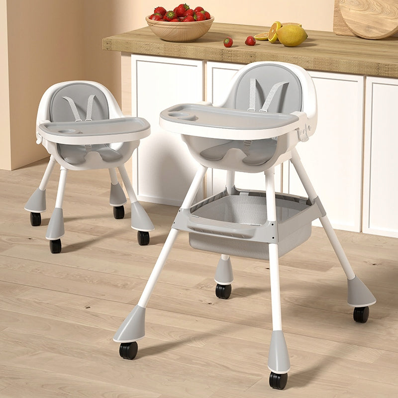 Highchair for Eating Feeding with Tray 3in1 Child Seat on Wheels Manufacturer code DKDK02 szare z pasami