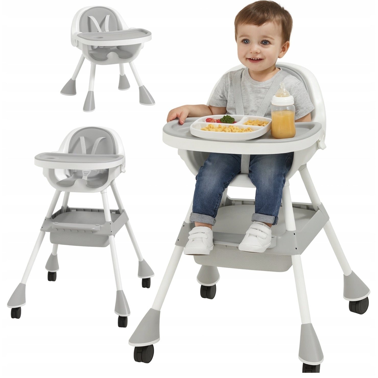Highchair for Eating Feeding with Tray 3in1 Child Seat on Wheels Packaging status original