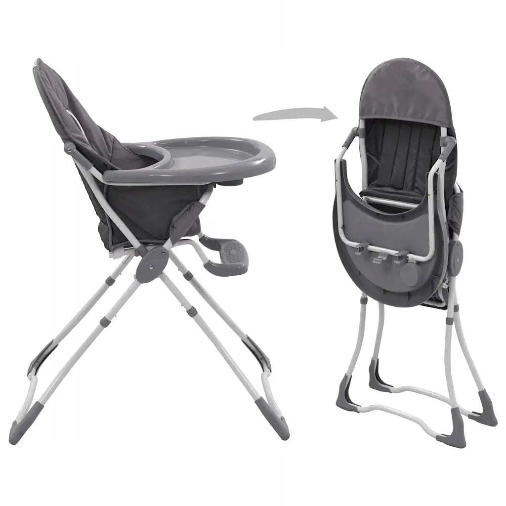 Highchair for feeding children, grey and white Color shades of gray and silver