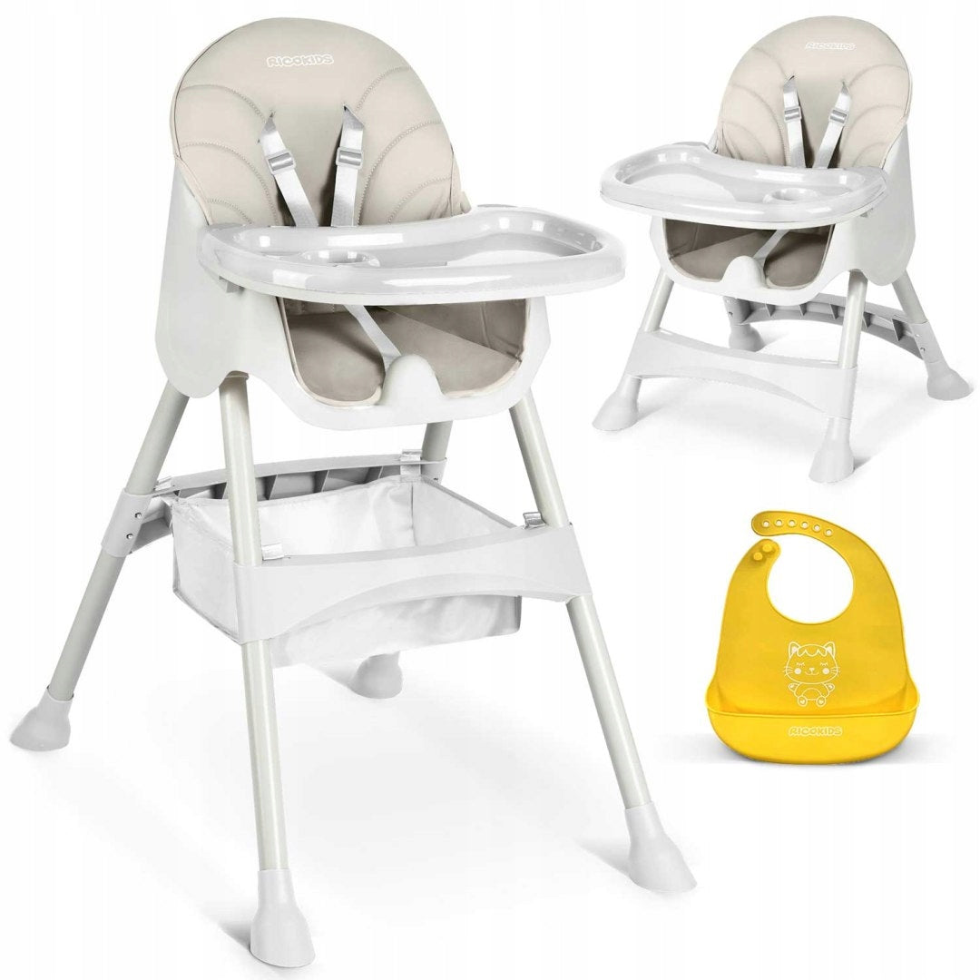 Highchair with table + bib Milo Ricokids grey