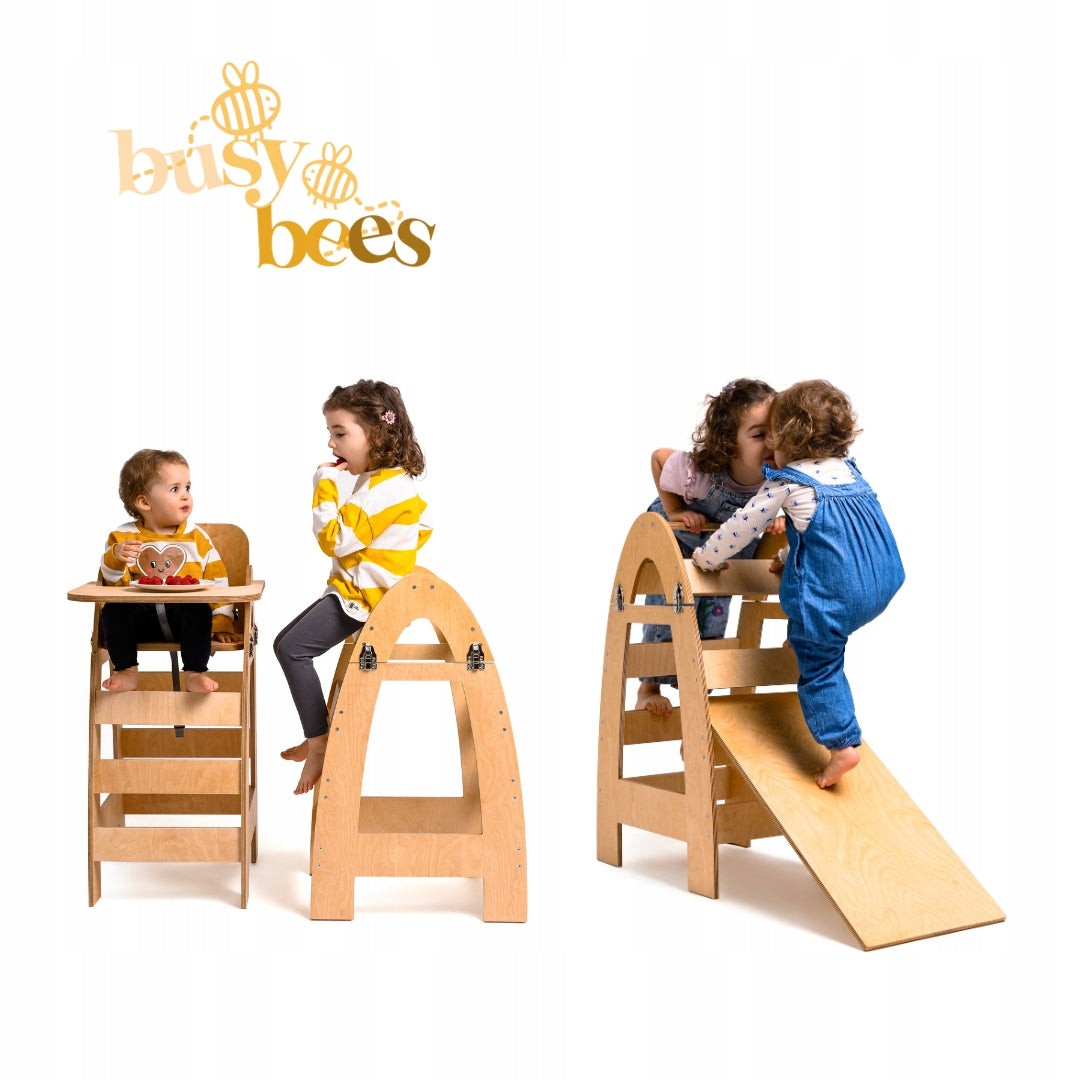 Highchair, wooden ladder, kitchen helper 5in1 Busy Bees
