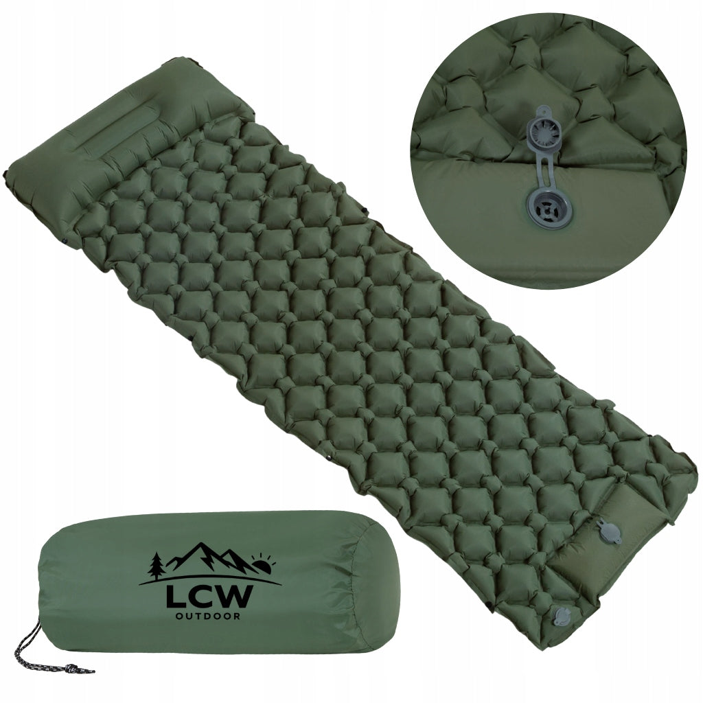 Hiking Mattress Trekking Inflatable with Pump - MILITARY GREEN