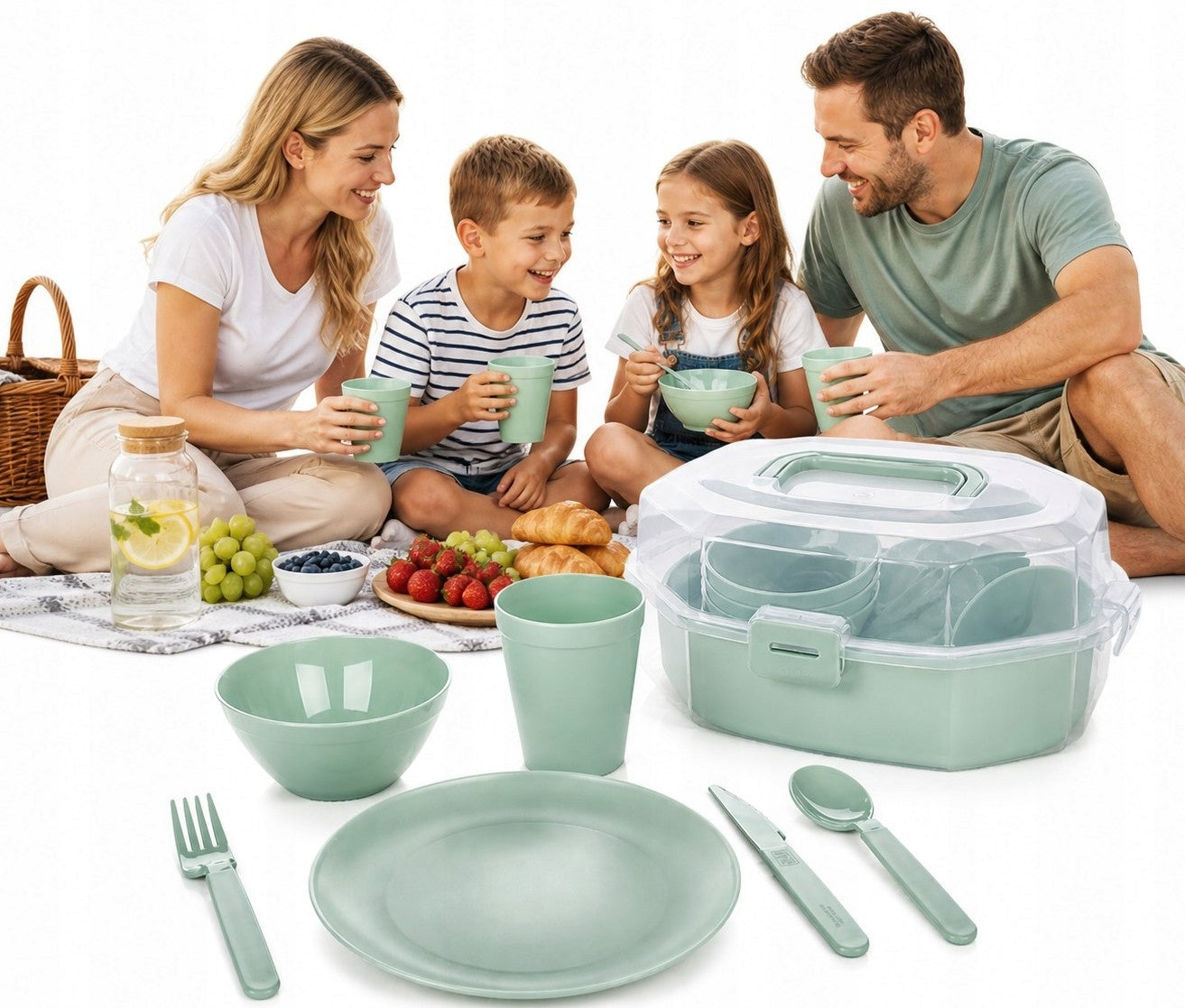 Hiking Picnic Set for 4 People Lightweight Portable Dish Container