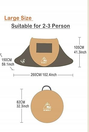 Hiking Tent POP UP Automatic 2-3 Person Waterproof Brand HeWolf