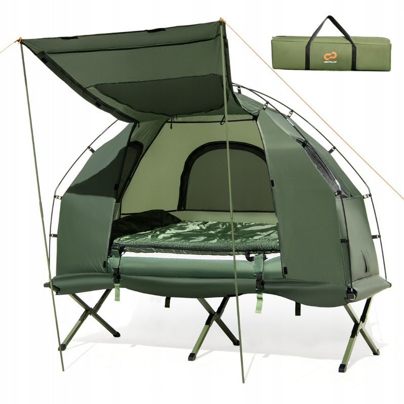 Hiking Tent with Field Bed Inflatable Mattress and 1-Person Pump