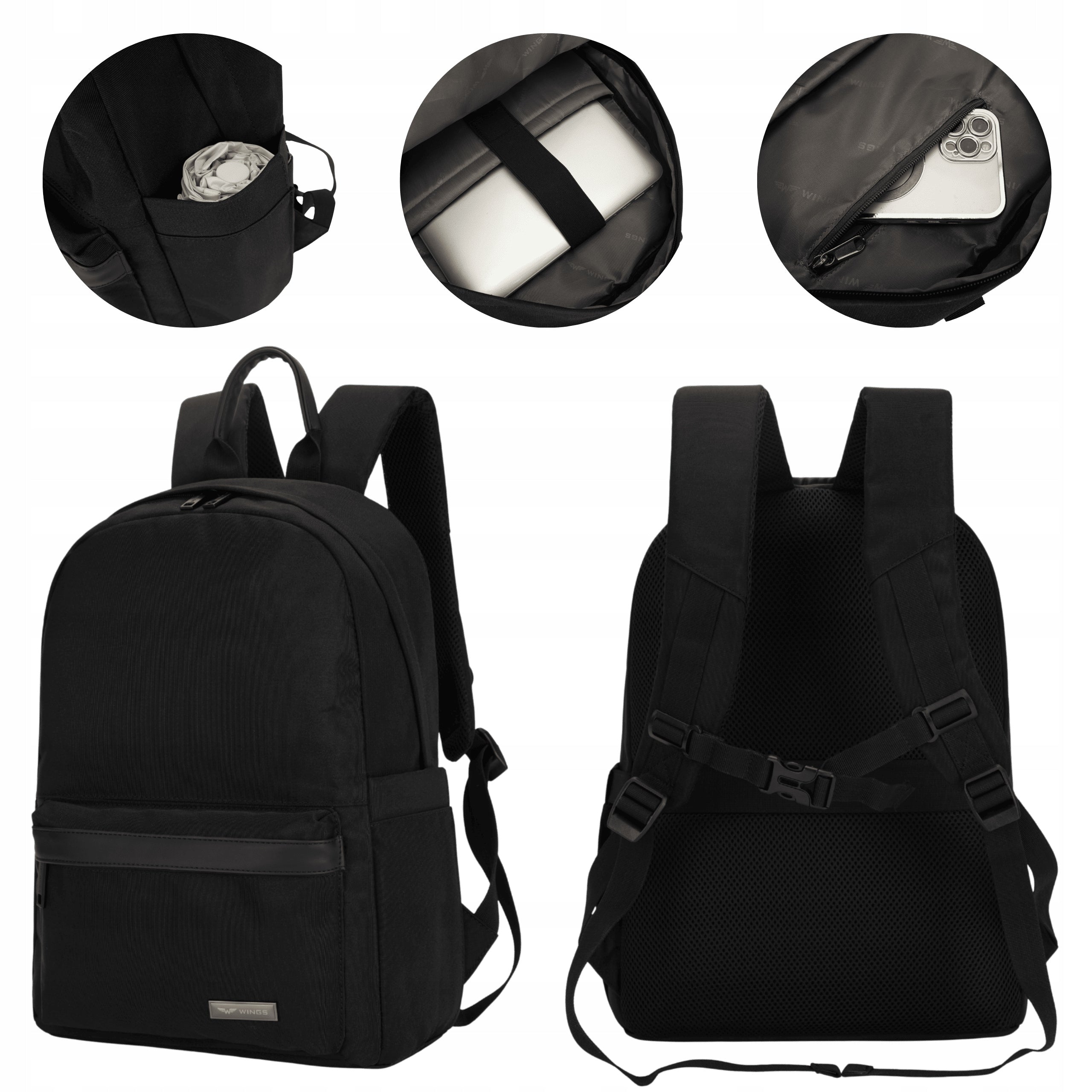 Hiking backpack hand luggage Ryanair Wizzair black 20L school WINGS