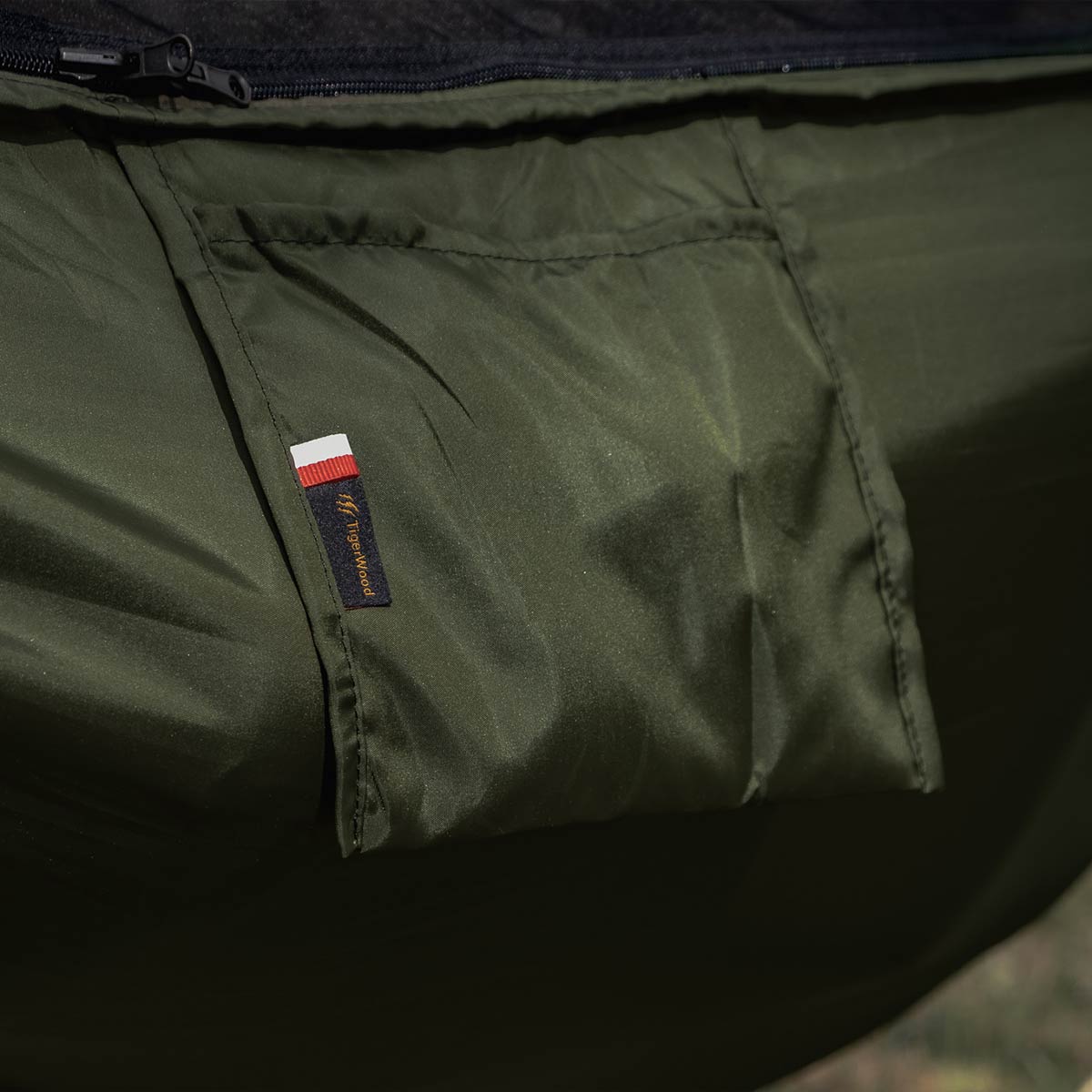 Hiking hammock for camping TigerWood Dragonfly V1 Long Olive - with mosquito net Model Ważka V1 Long Olive - z moskitierą