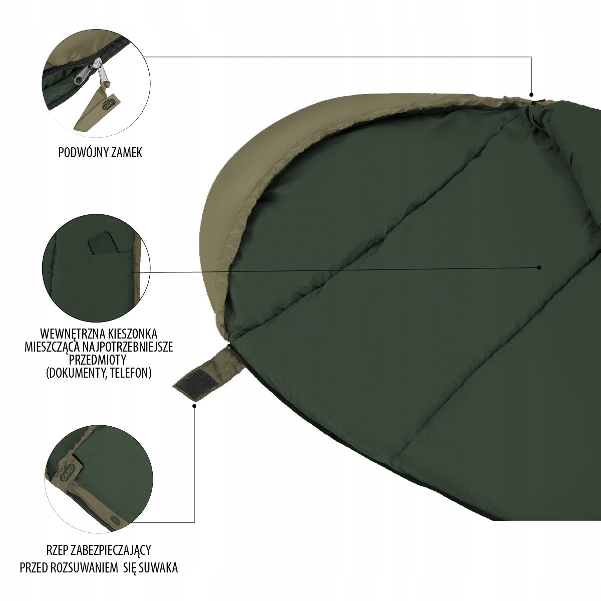 Hiking sleeping bag mummy warm with hood Nils Brand Nils Camp
