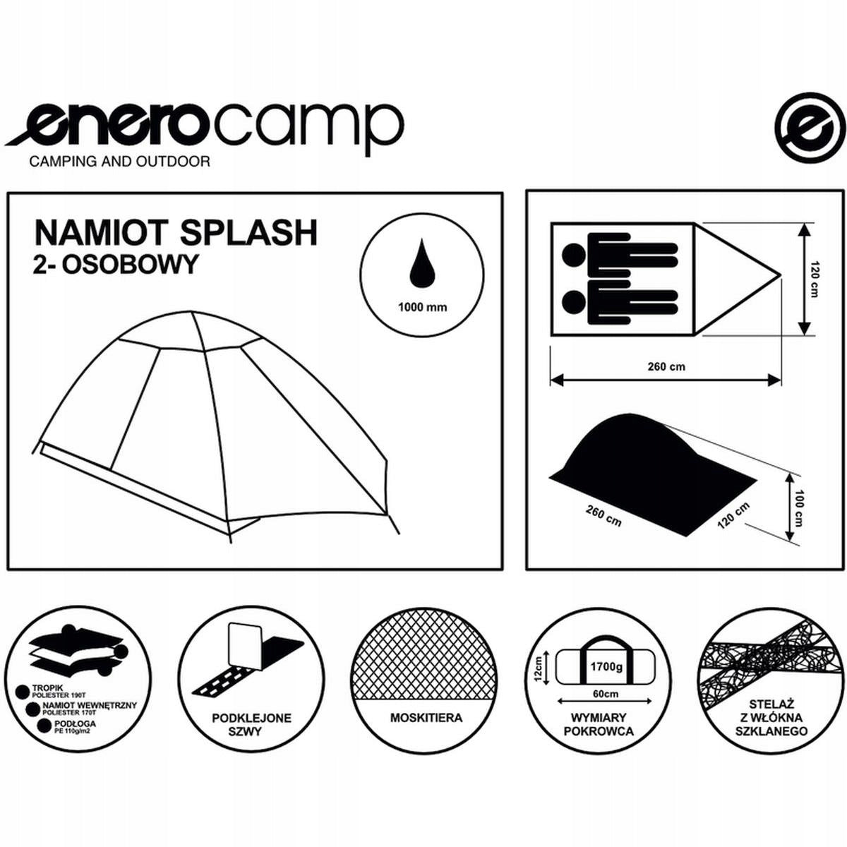 Hiking tent 2 person camping light mosquito net ENERO CAMP Splash Number of people 2