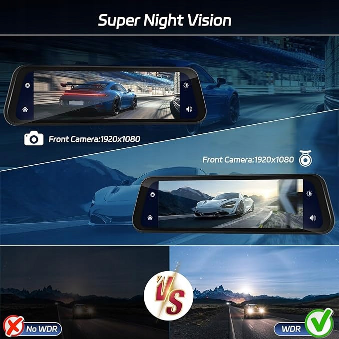 Hikity 9,66" 1080P IPS Touch Screen Mirror Car Camera Packaging status original