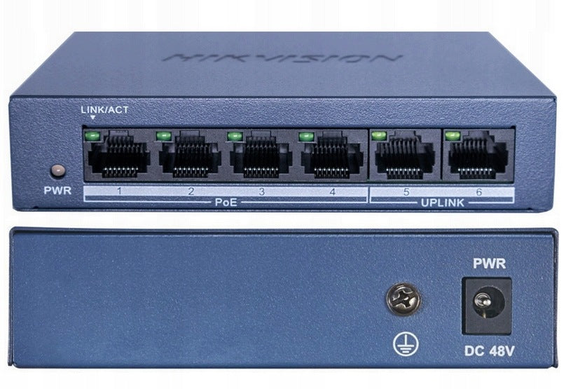 Hikvision DS-3E0106MP-E/M 4x PoE 2x Uplink 10/100Mbps Fast
