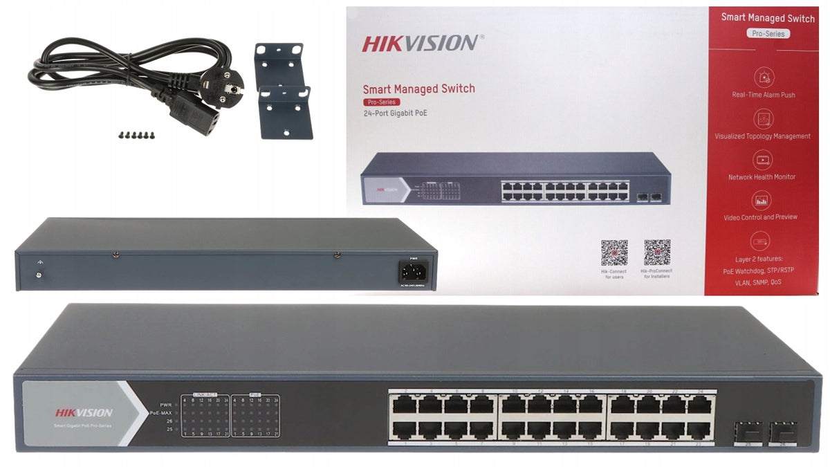 Hikvision DS-3E1526P-SI PoE switch | 24POE, 370W, SMART