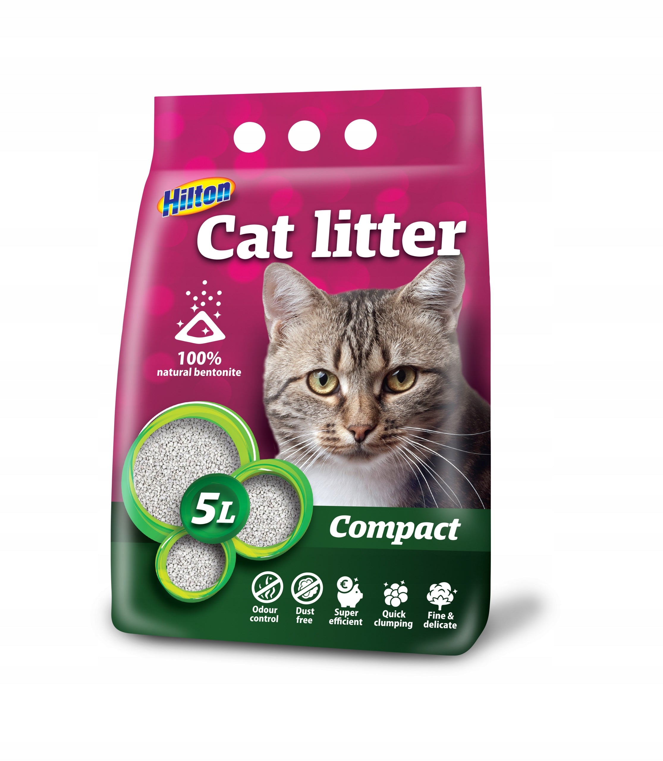 Hilton Bentonite Litter Compact 20L Clumping MEGA PACKAGE 4x5L Brand Hilton