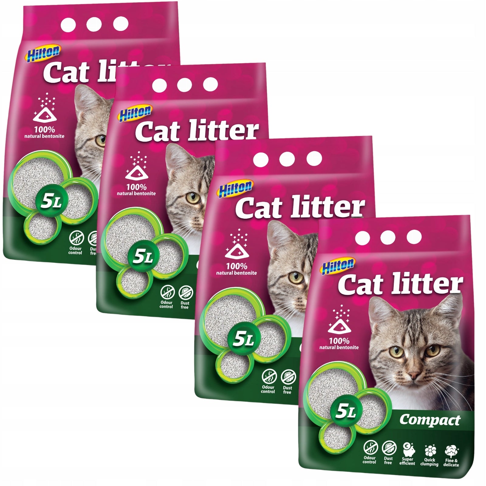 Hilton Bentonite Litter Compact 20L Clumping MEGA PACKAGE 4x5L