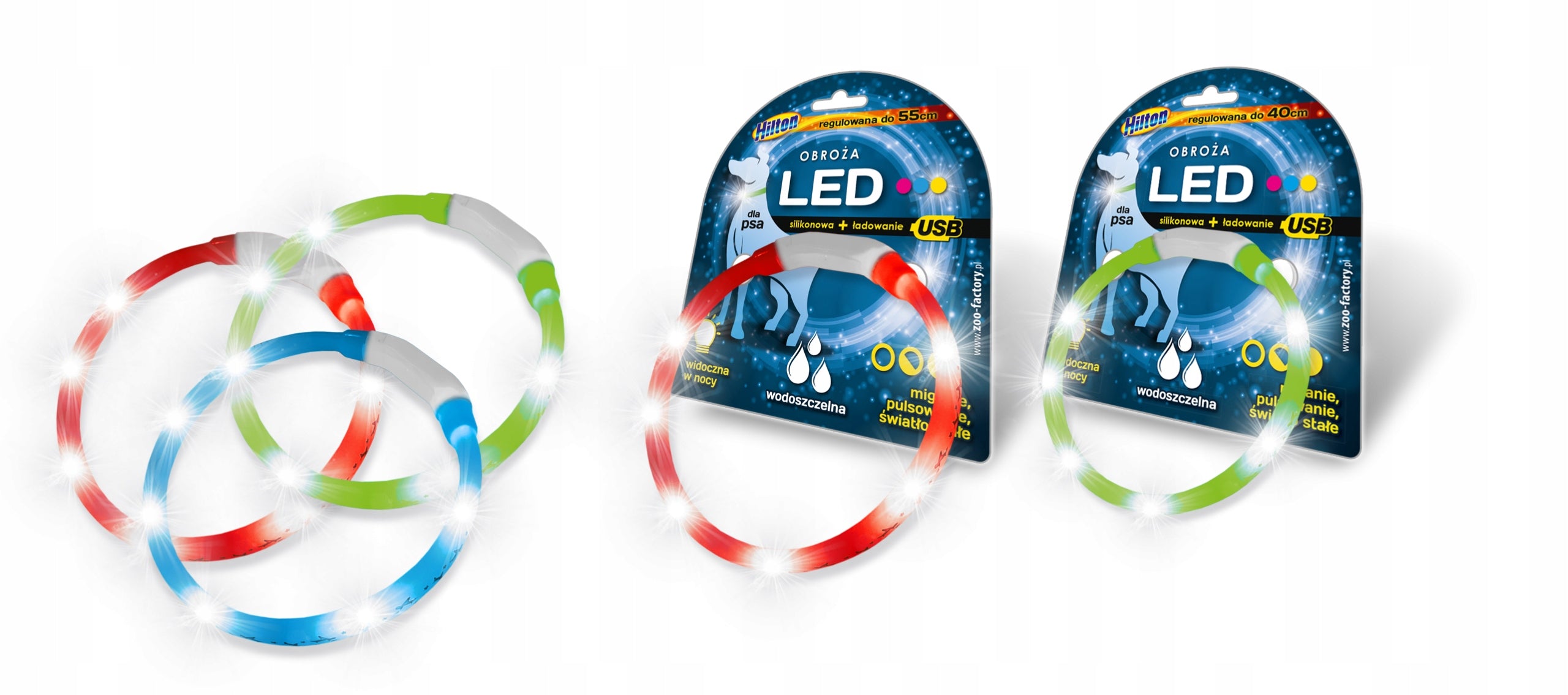 Silikon-LED-Hundehalsband mit USB Hilton, 1,4 x 0,8 x 55 cm 