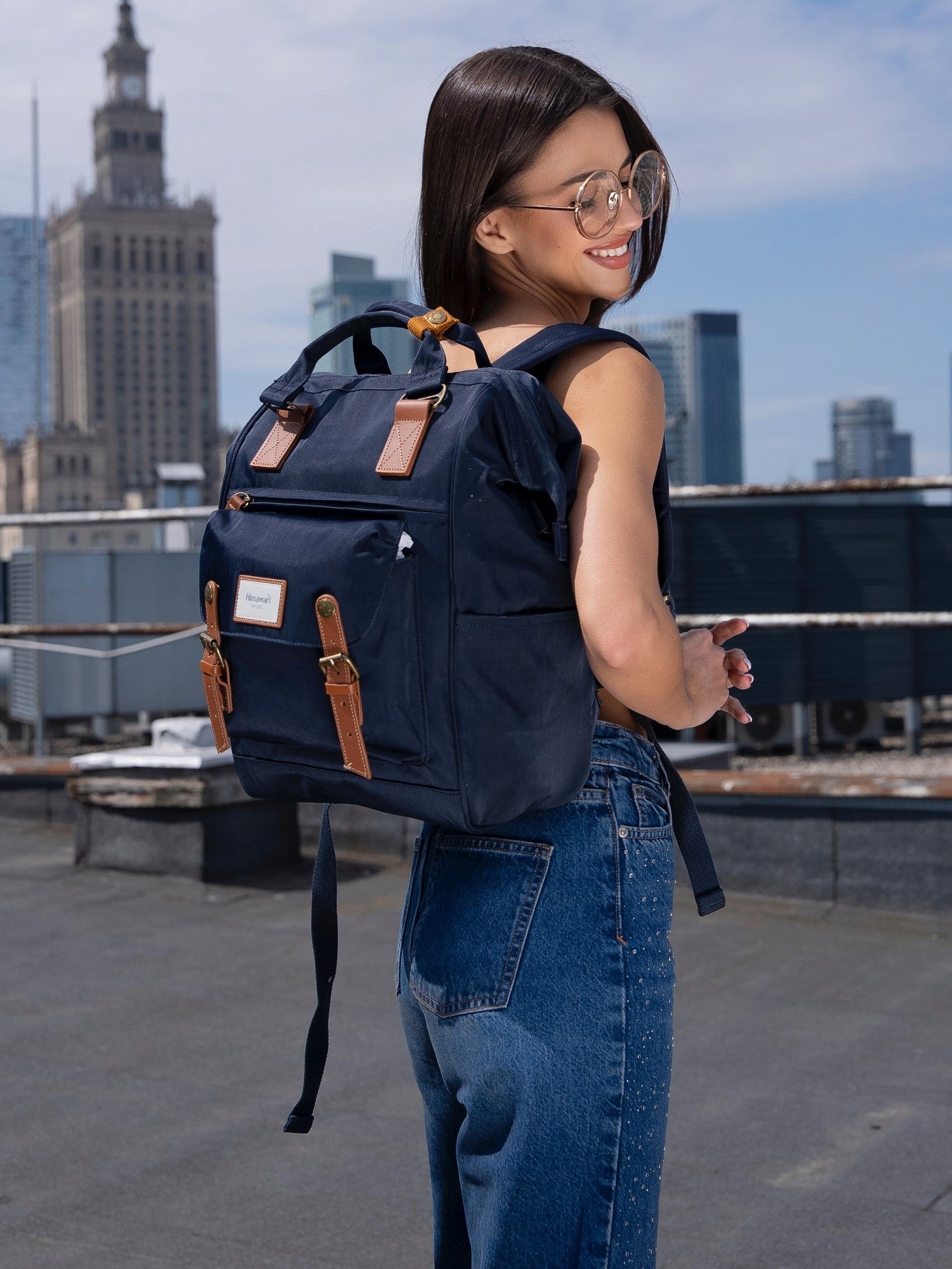 Himawari women's backpack with laptop space and USB fashionable for university Packaging status original