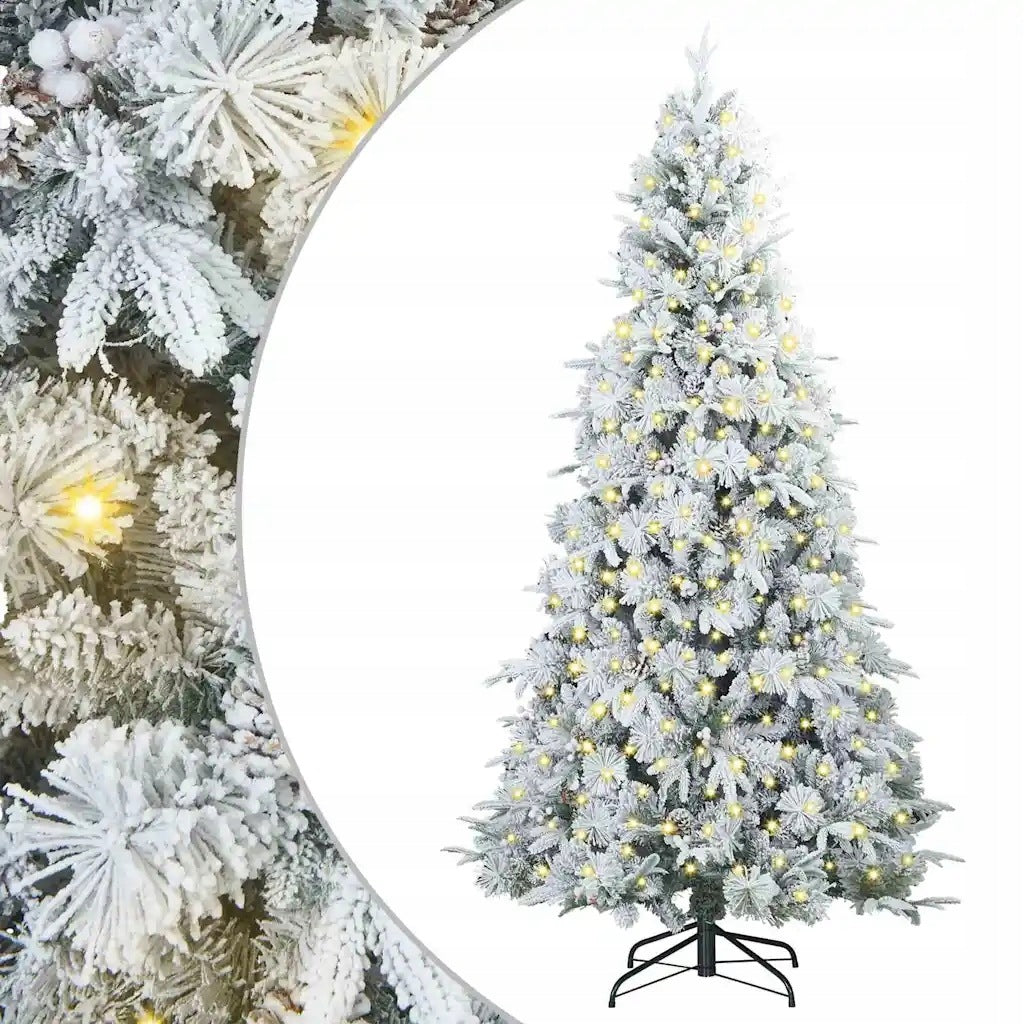 Hinged Artificial Christmas Tree with Base White 210cm PE and PVC Brand Vida