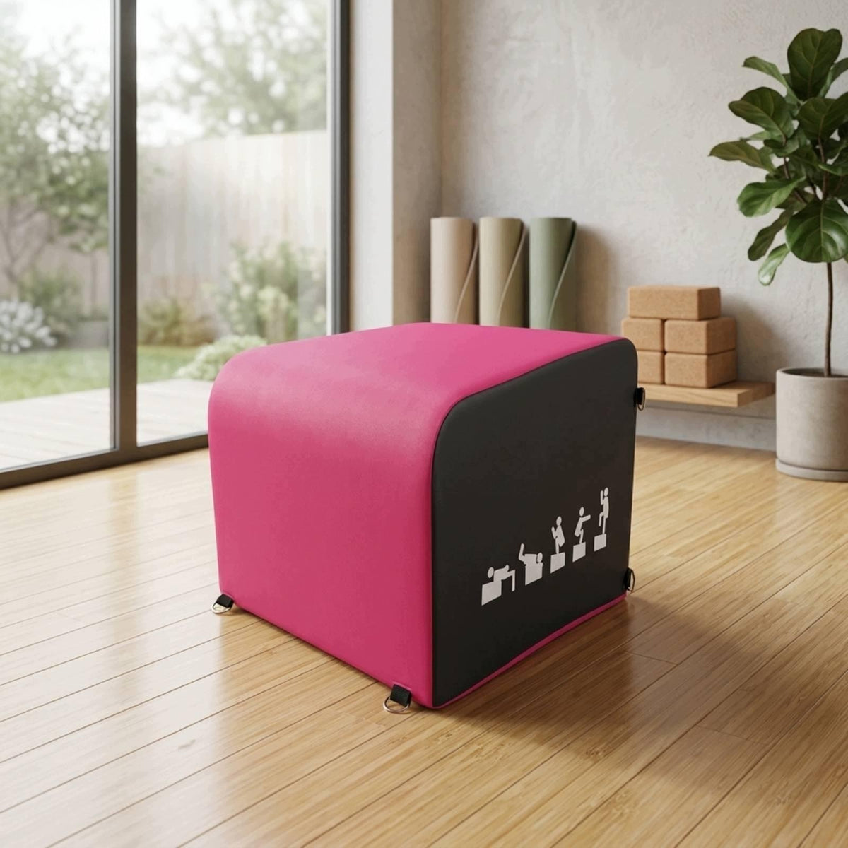 Hip Thrust Box Padded Training Block with Printed Exercise Pink Black Packaging status original