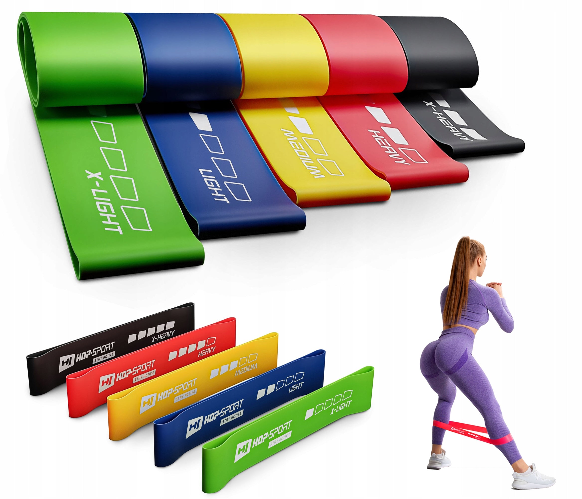 Hip bands exercise rubber resistance bands 5 pieces durable non-slip