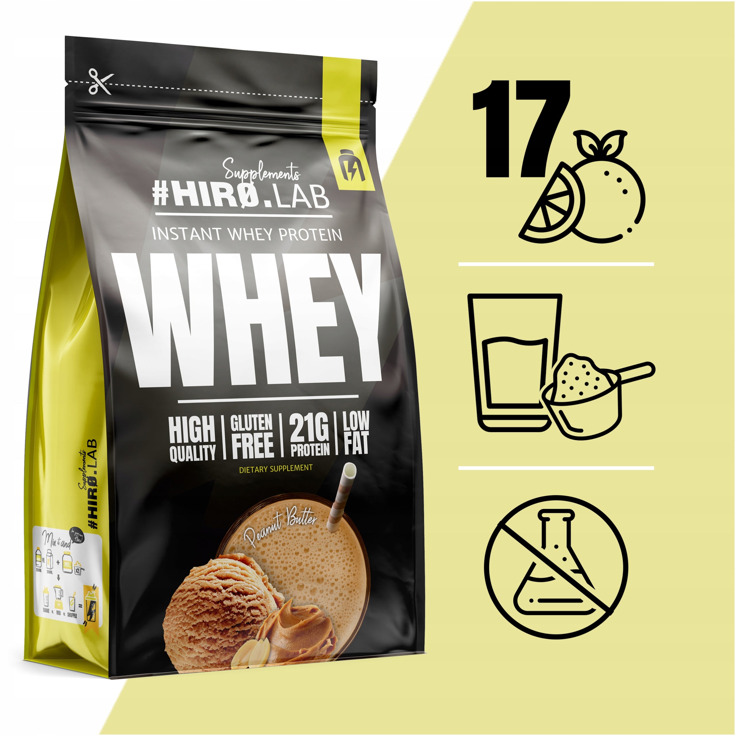 Hiro.Lab INSTANT WHEY PROTEIN 750g Protein Conditioner WPC Peanut Butter Packaging status original