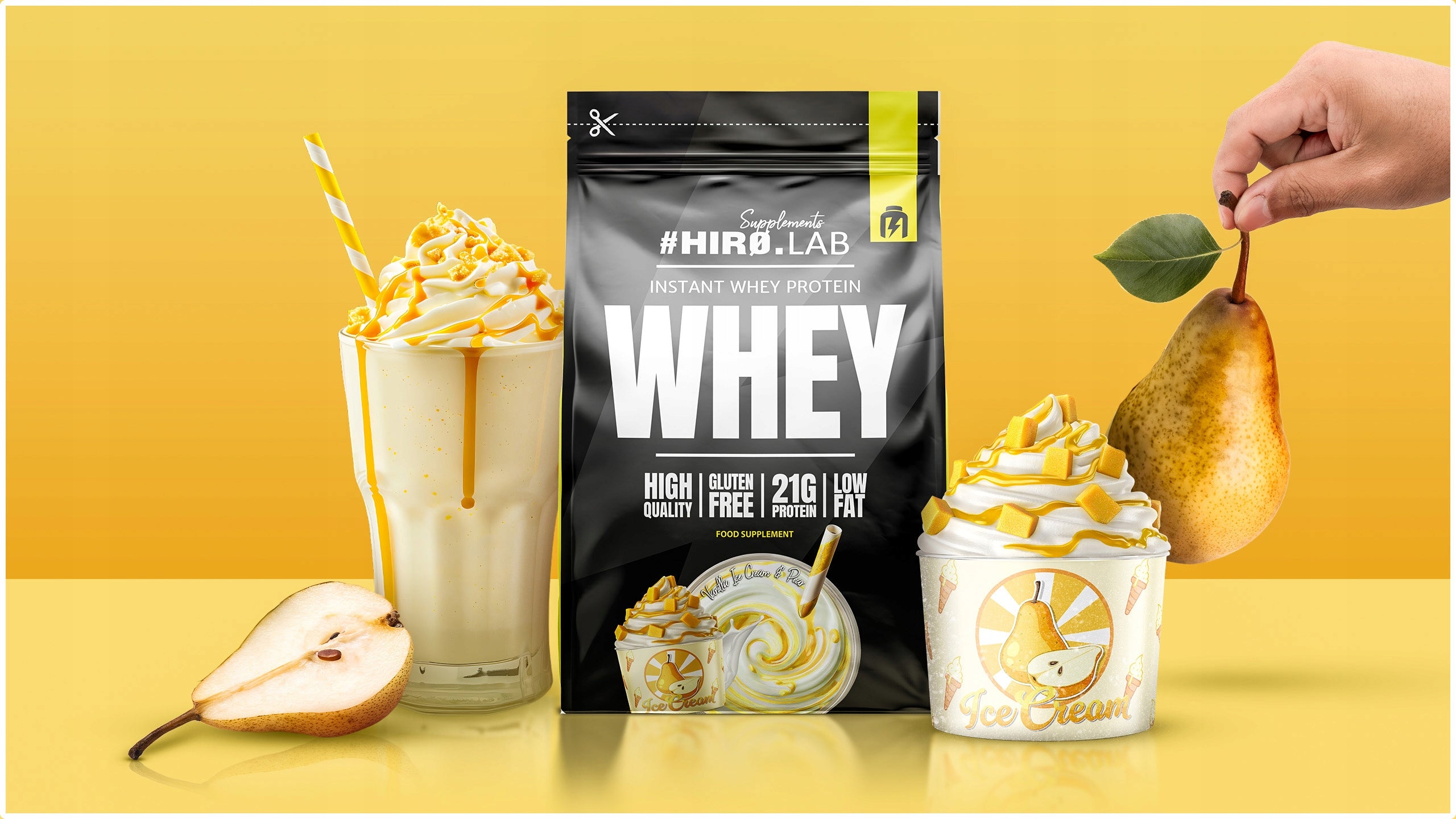 Hiro Lab Whey Protein 2000g Whey Protein Concentrate Vanilla Pear Packaging status original