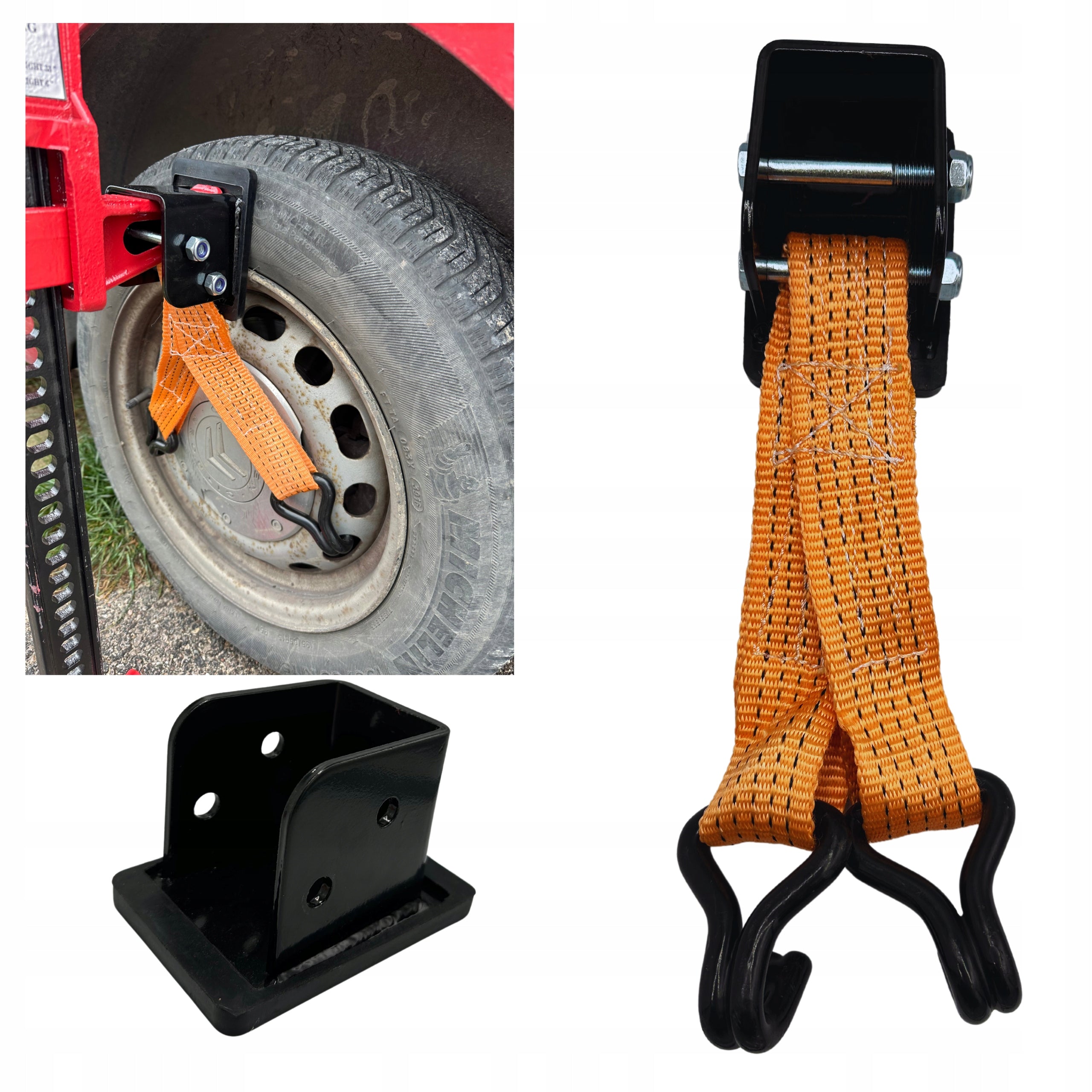 Hitch holder adapter for rim wheel hi-lift 4x4 off-road jack