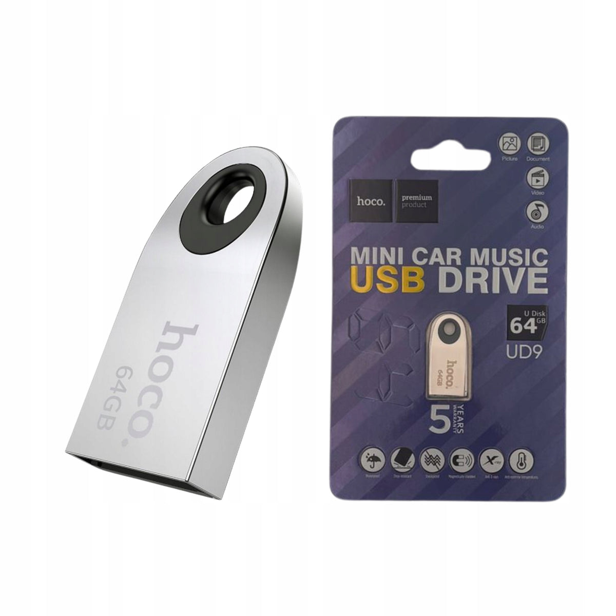 Hoco 64GB USB 2.0 (USB A) Mini Lightweight Durable Silver