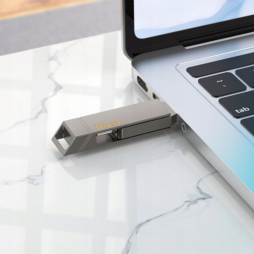 Hoco 64GB USB 3.2 Flash Drive (USB A + USB C) Grey Small For Computer UD15 Manufacturer code Pendrive 2w1 dual 64gb