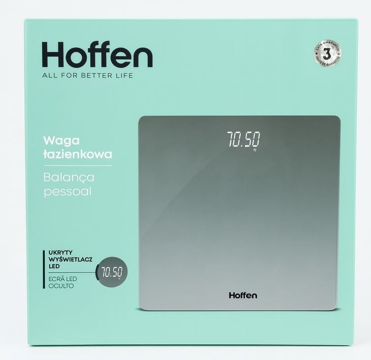 Hoffen Bathroom Scale with Hidden LED Display Green Glass