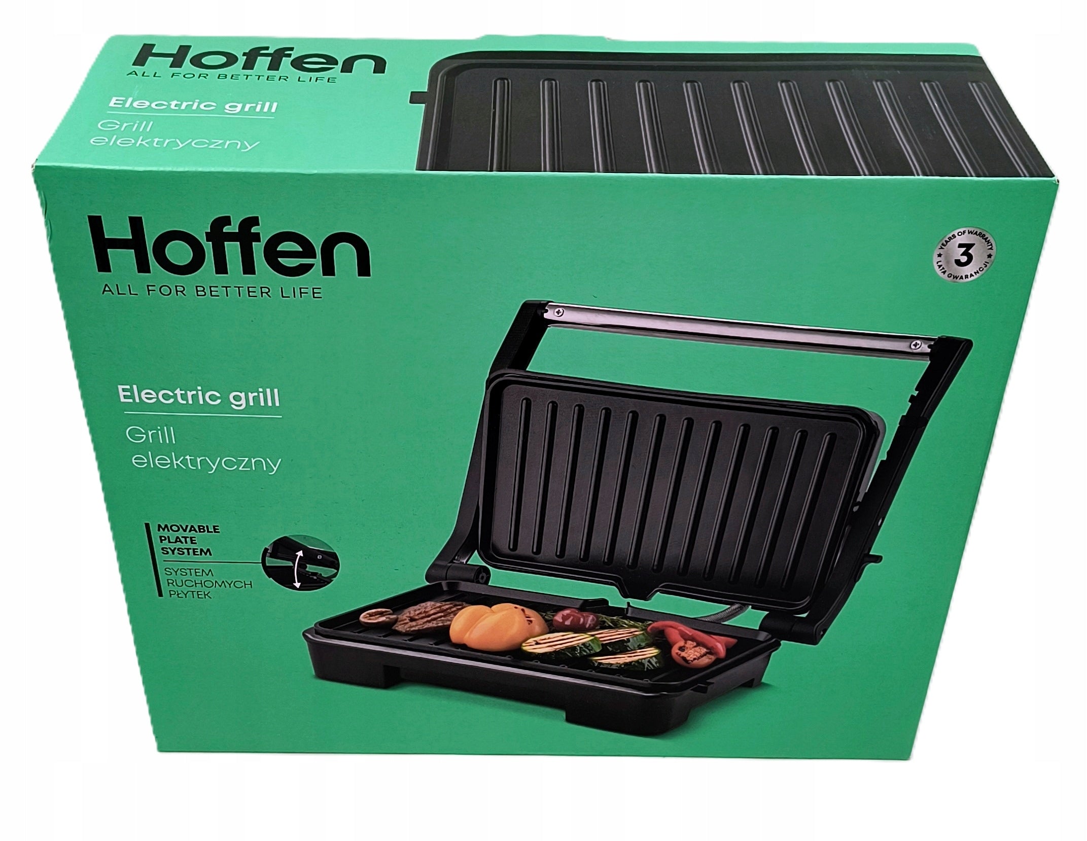 Hoffen electric grill black 1000 W panini non-stick Power rating 1000 W