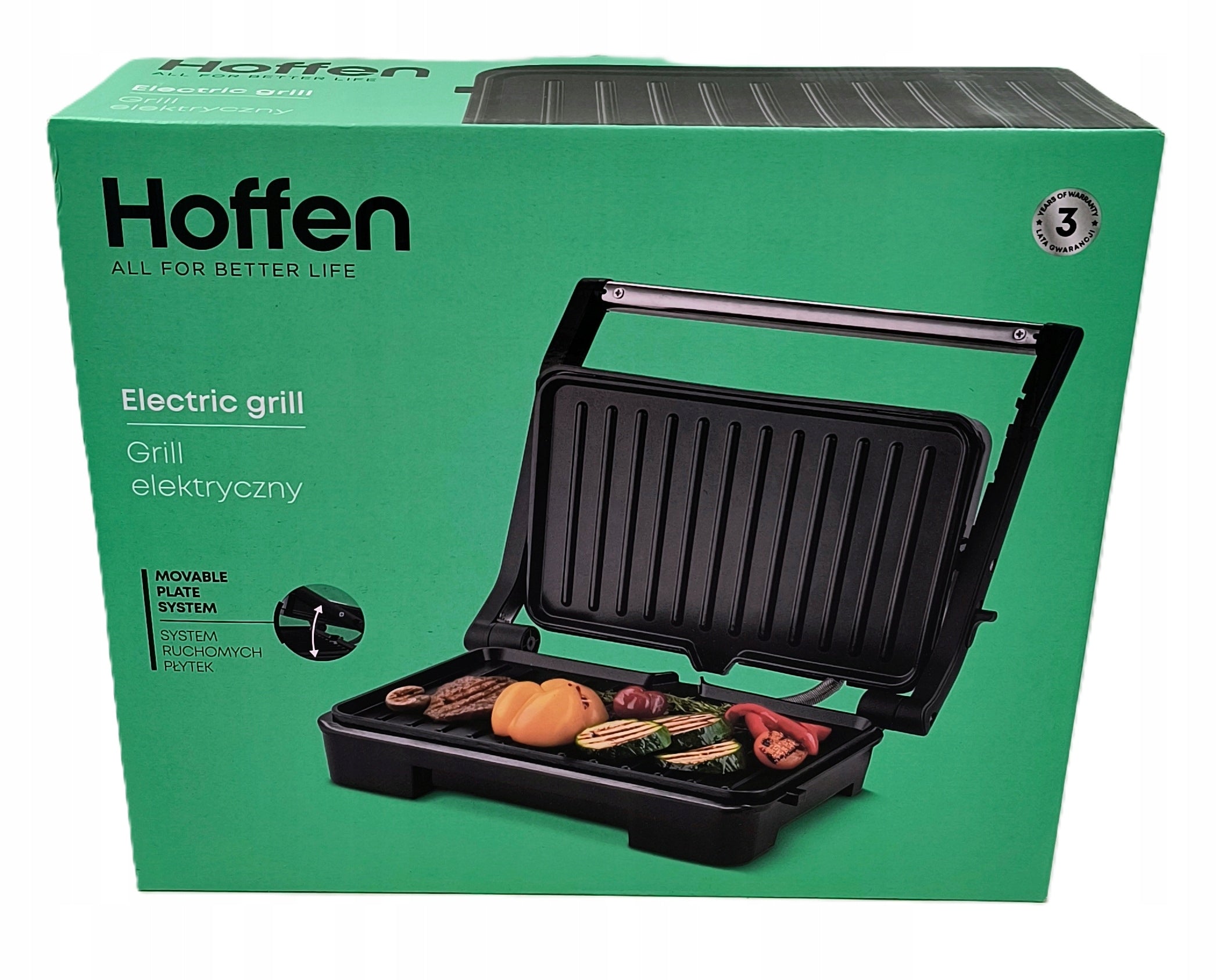 Hoffen electric grill black 1000 W panini non-stick