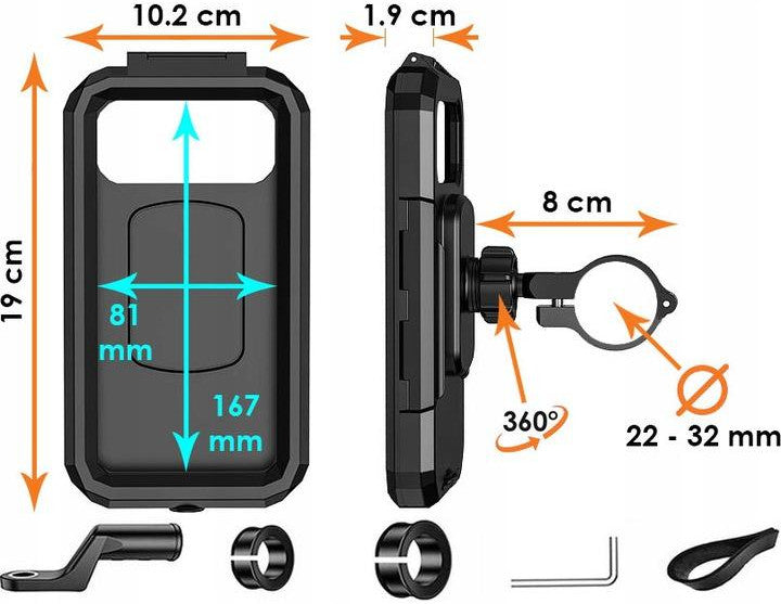 Holder waterproof bike motor for smartphone 167mm Manufacturer code Type167-HARD 22886