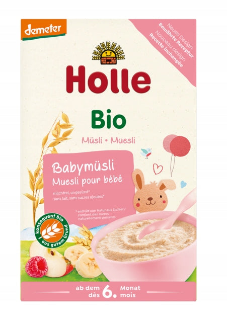 Holle Bio Muesli Porridge Raspberry Apple Banana Dairy Free 250g 6m Demeter EKO Age range 6 months+