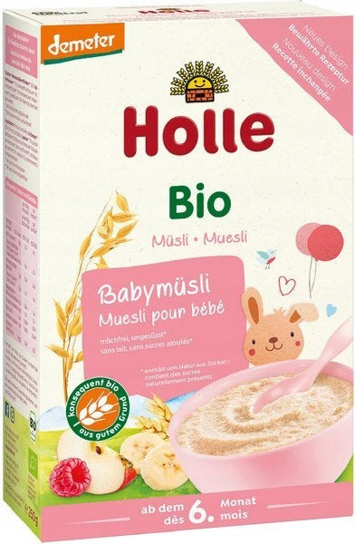 Holle Bio Muesli Porridge Raspberry Apple Banana Dairy Free 250g 6m Demeter EKO