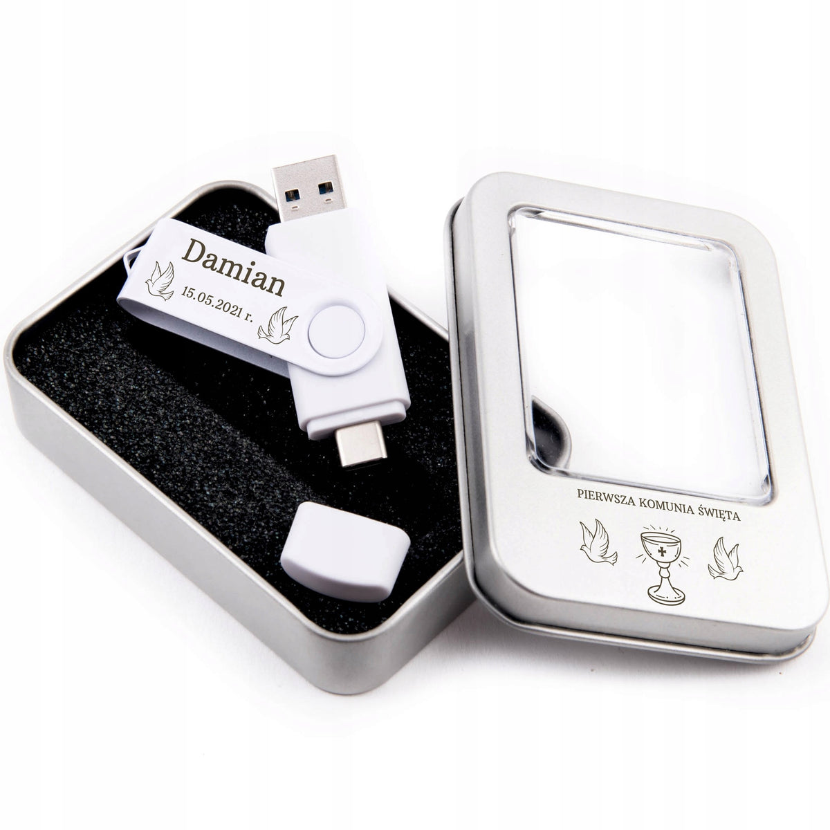 Holy Communion Flash Drive 8GB 2.0 USB-C WITH BOX Communion ENGRAVING Color multicolor