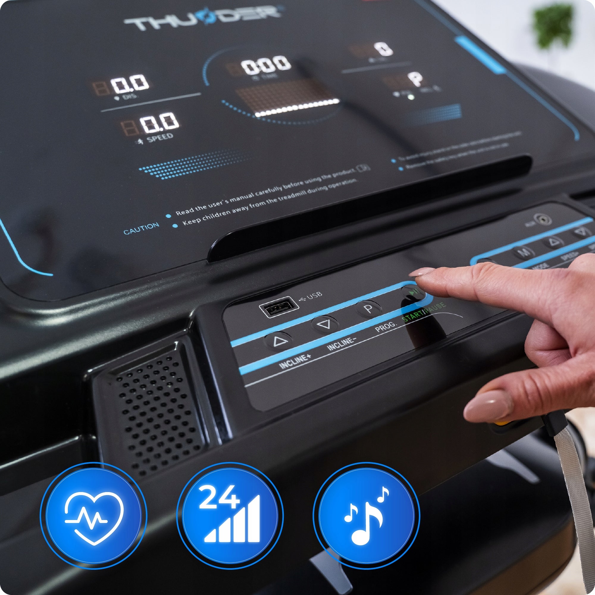 Home Electric Training Treadmill 18km/h Pulse Massager Application 160kg Brand Thunder