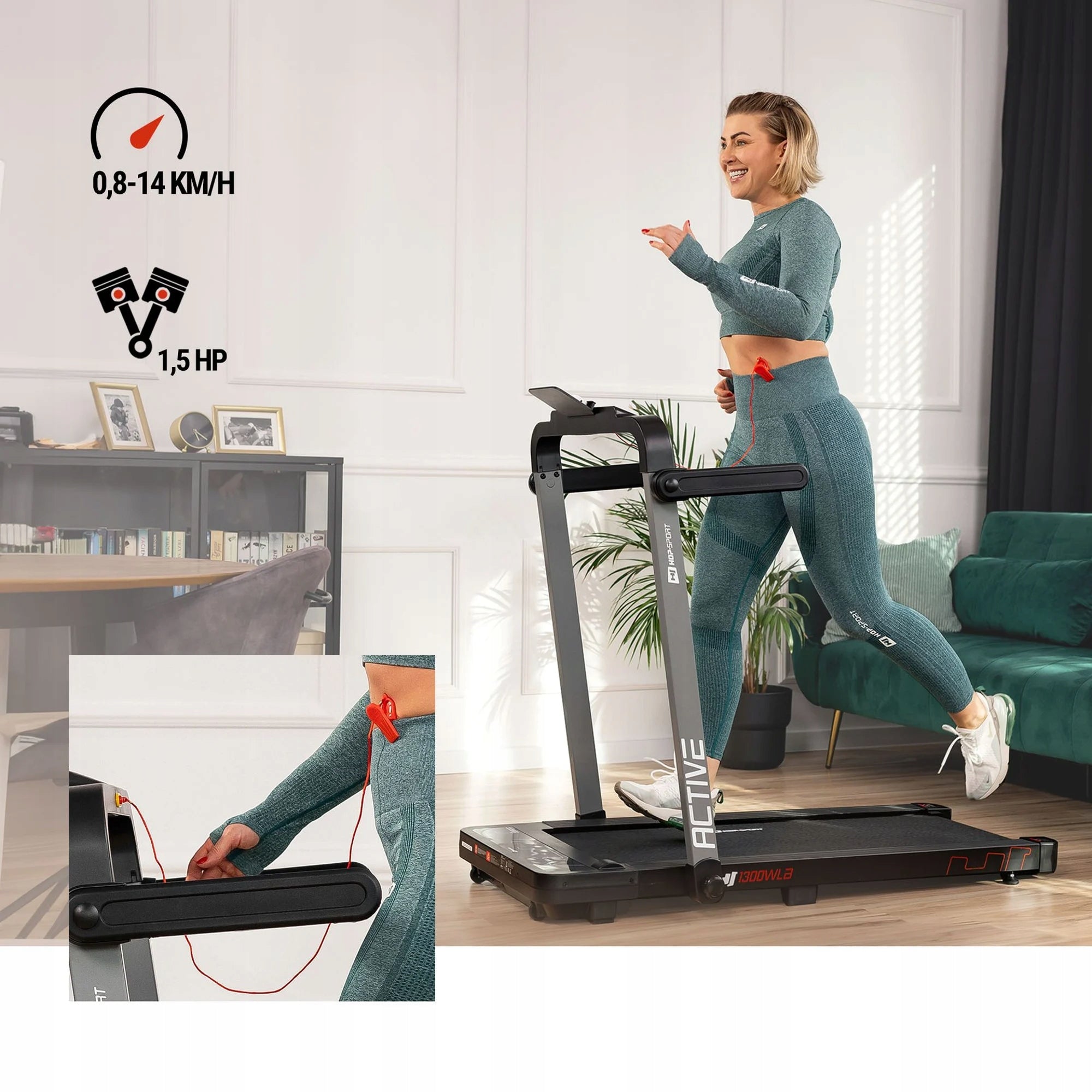 Home Electric Treadmill 1,5 HP Folding Flat Under Bed 14km/h 120kg Packaging status original