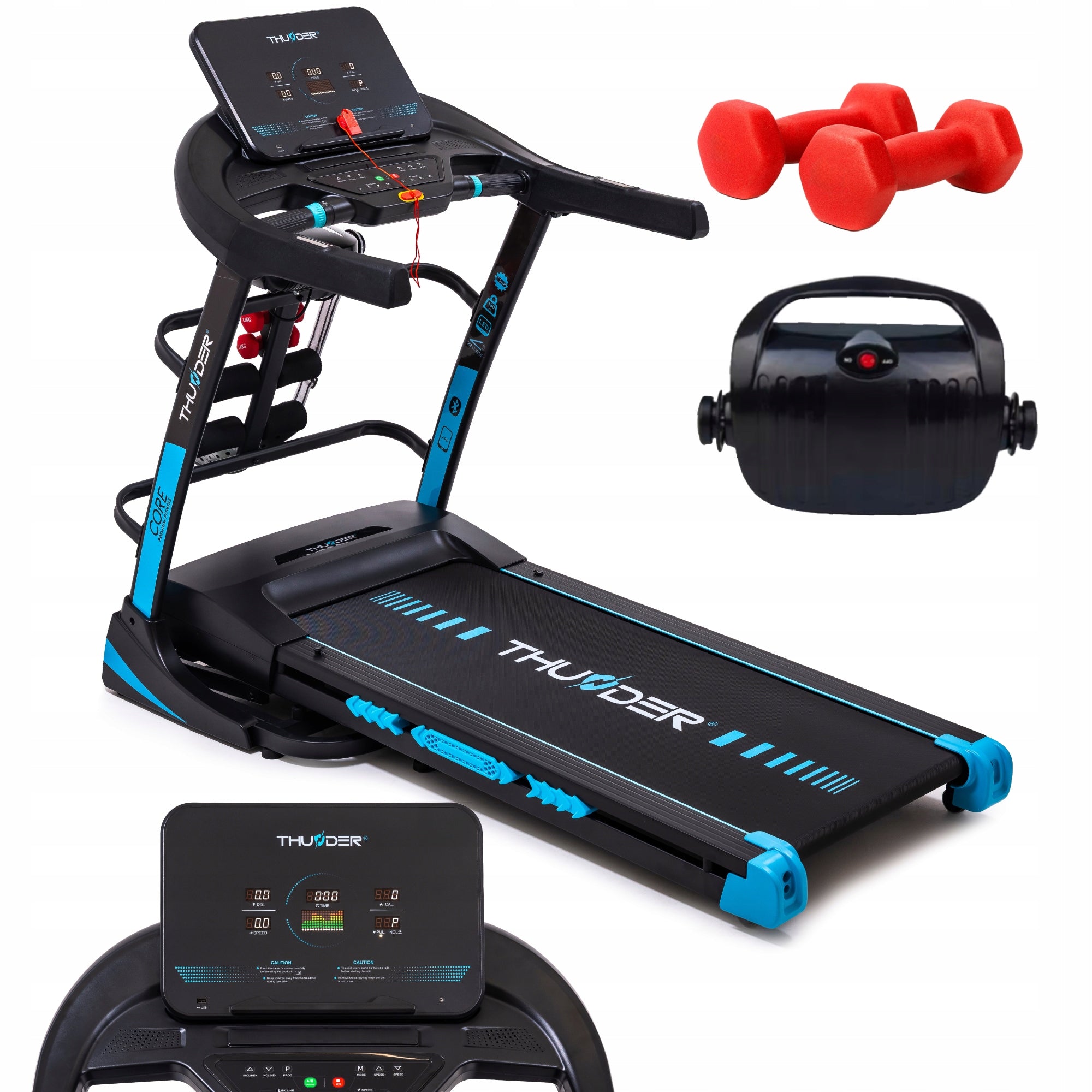 Home Electric Treadmill 20km/h slope application dumbbell massager pulse